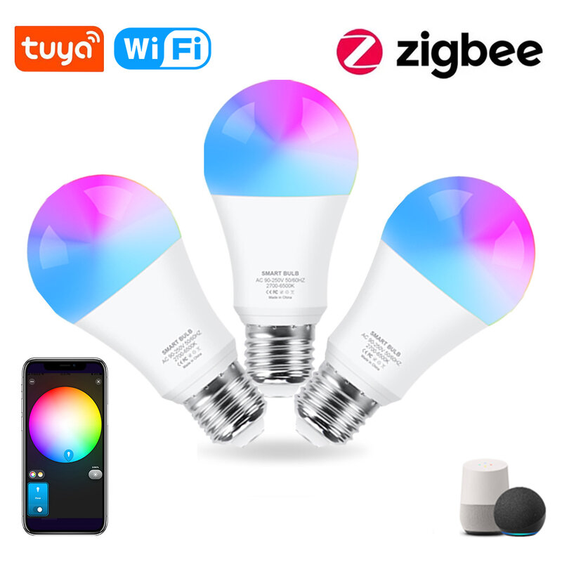 Smart Home用LED電球,18W,15W,3.0 W,RGB,ww cw e27 tuya,Alexa,Amazon,Googleアシスタントと互換性があります