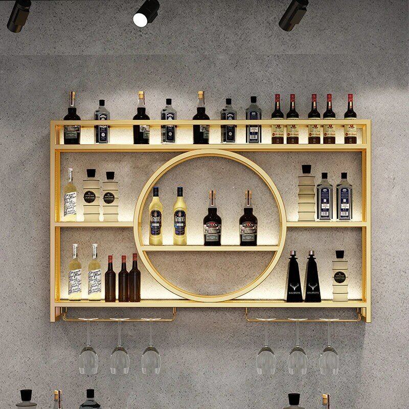 Luxury Wine Cabinet Wall Mounted Display Cabinet For Living Room Gold Wine Bottle Rack Storage Estante De Vino Bar Furniture