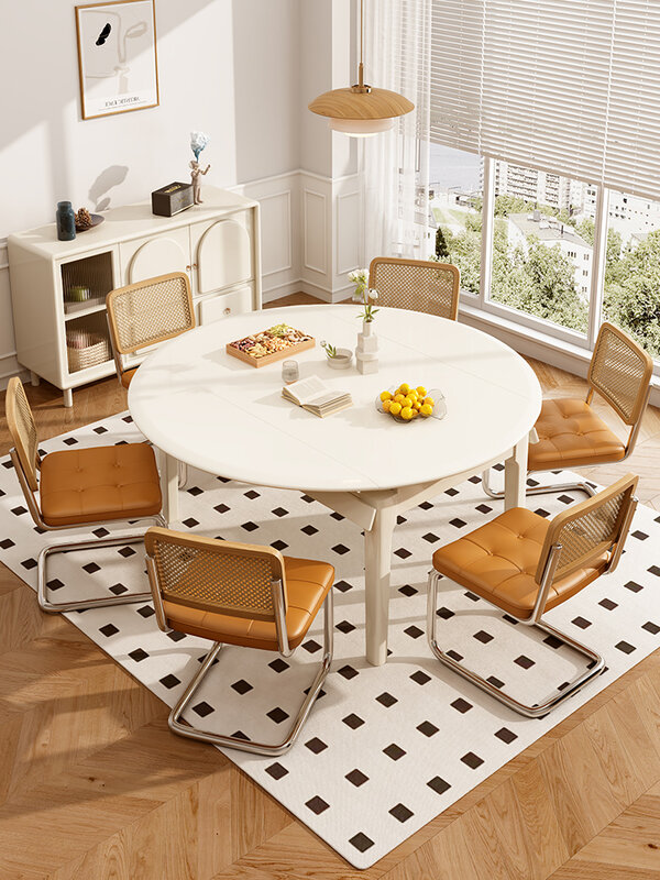 Обеденный стол из массива дерева, выдвижной складной Овальный квадратный и круглый обеденный стол двойного назначения для маленькой квартиры