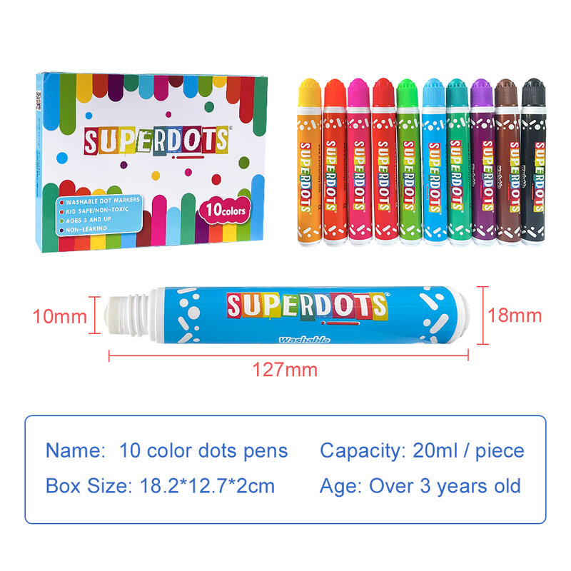 10 pz/set colori SUPER puntini Doodle Graffiti penna per i più piccoli acquarello penna arte scrittura pittura penne magiche