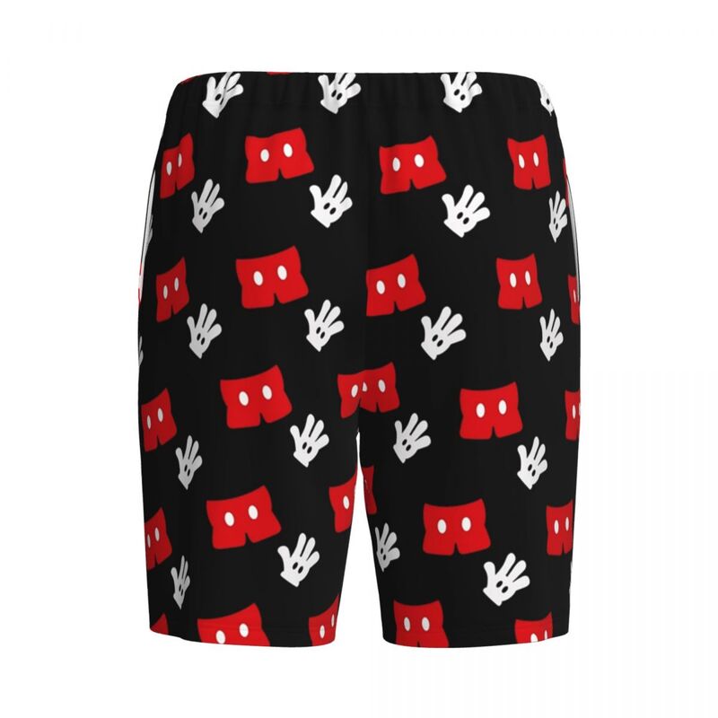Shorts de pijama do Mickey Mouse dos desenhos animados, vermelho, rosa, bolinhas, arco, pijamas, cós elástico, pijamas curtos para dormir com bolsos