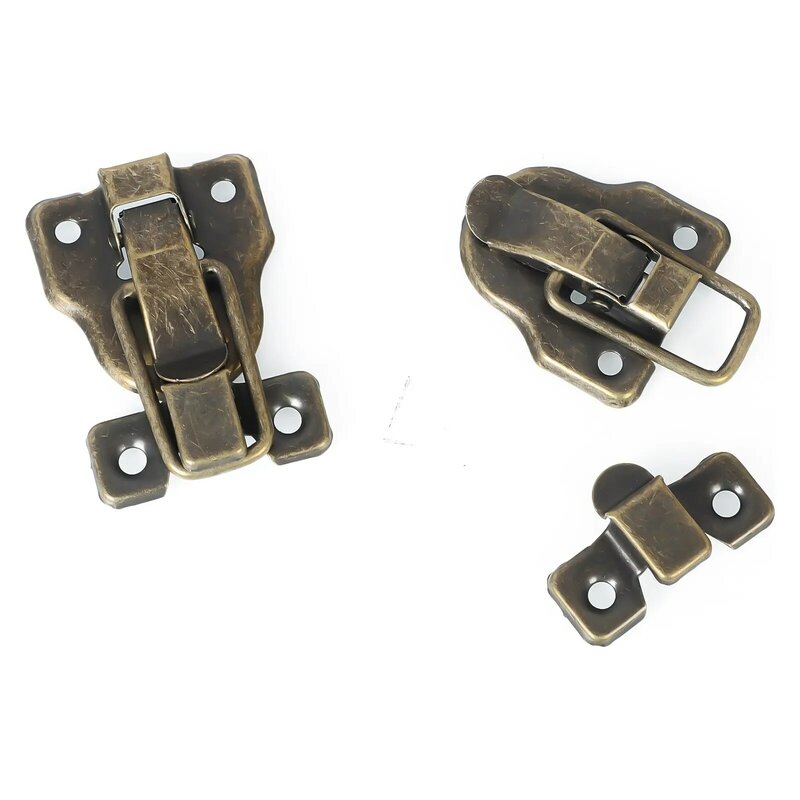 2Pcs Antique Hasps Iron Lock Catch Latches For Jewelry Box Buckle Suitcase Buckle Clip Clasp Wood Wine Box Latch