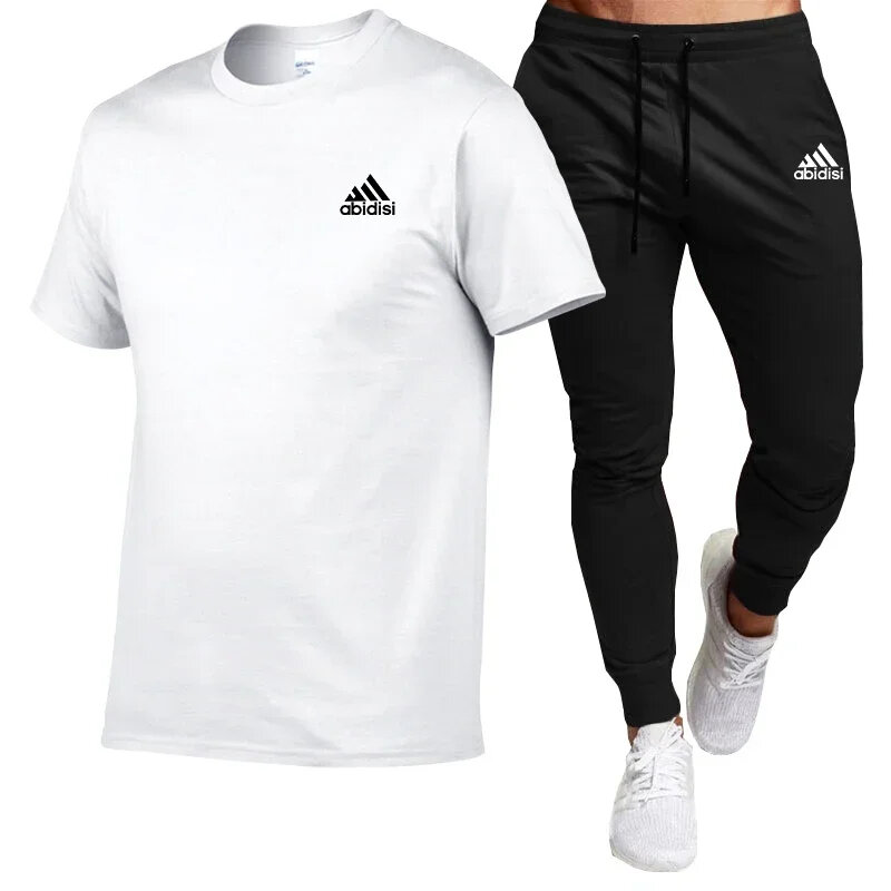 Set da uomo estivo t-shirt in cotone 2024 maniche corte + pantaloni pantaloni sportivi Casual 2 pezzi Set abbigliamento comodo alla moda