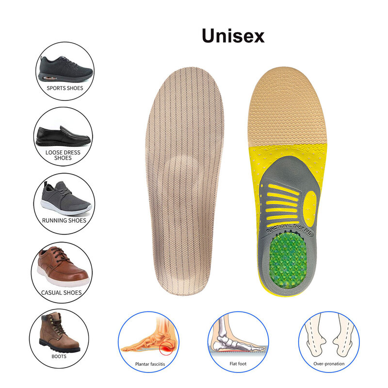 1 pair Orthopedic Insoles Orthotics Flat Foot Health Sole Pad for Shoes Insert Arch Support Pad for Plantar Fasciitis Feet Care