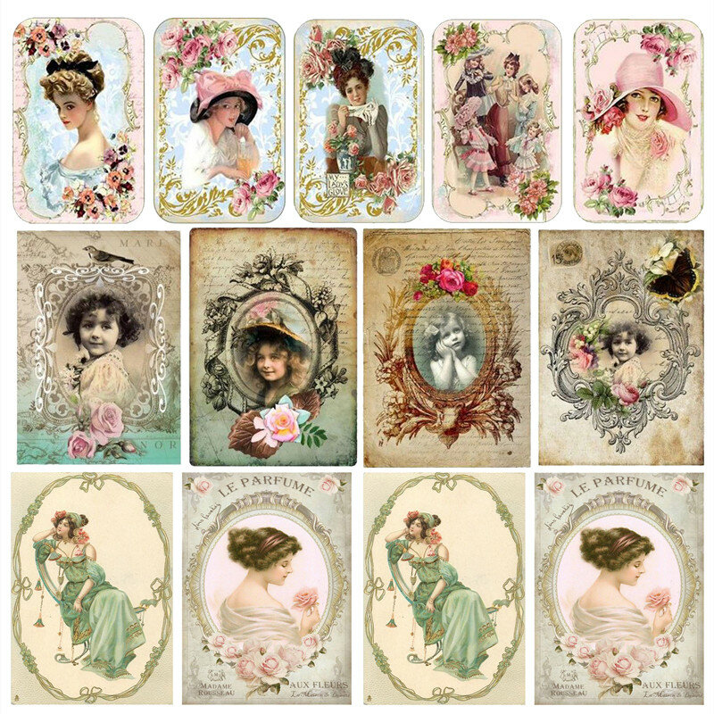 Autocollant Vintage pour femmes, étiquette Scrapbooking artisanale, décorative, pour Album, Journal poubelle, DIY bricolage, 19 pièces/paquet