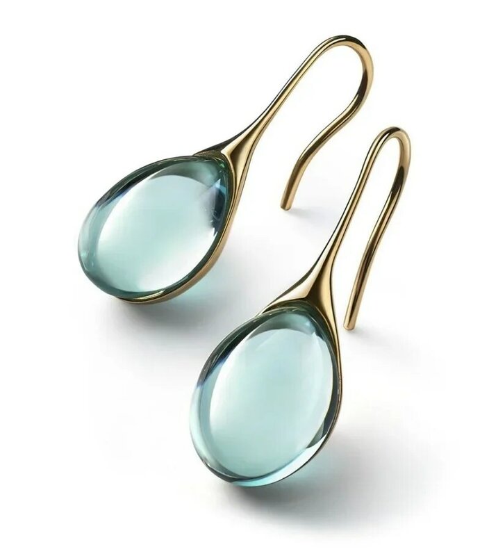 Nuovi orecchini pendenti d'acqua a nove colori con pietre finte e Semi preziose orecchini moda donna orecchini in oro e argento