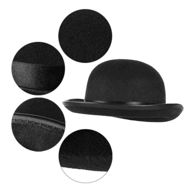 軽量マジシャン帽子ボウタイ女性男性厚手の生地ボンネットつば付き現代ジャズフェルト帽子コスプレツール