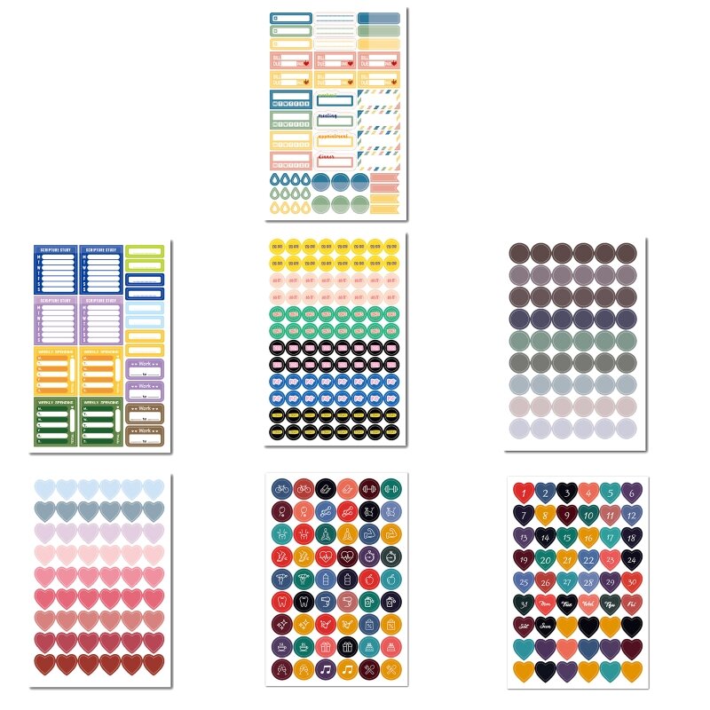 Pegatinas coloridas bonitas para planificador, Mini iconos estéticos, calcomanías decorativas para álbum de recortes, tarjeta de diario de papel D5QC