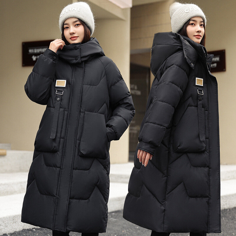 Новинка 2023, зимняя женская куртка, Длинные парки, женское пуховое пальто с капюшоном, толстые теплые куртки, ветрозащитное повседневное студенческое пальто