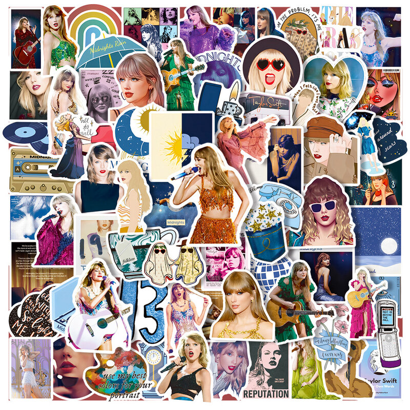 10/30/50/100Pcs Taylor Swift Folk Song 1989 Midnights Stickers Esthetische Diy Gitaar Telefoonhoesje Laptop Schattige Zanger Sticker Stickers