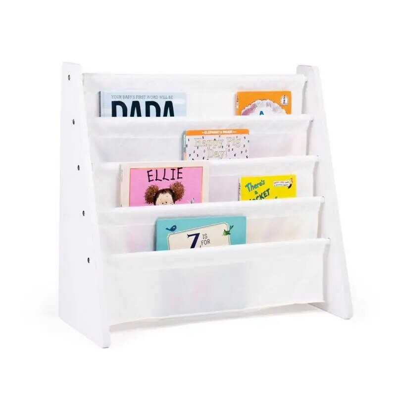 Kid-Friendly White Book Rack, solução elegante armazenamento, CD Racks