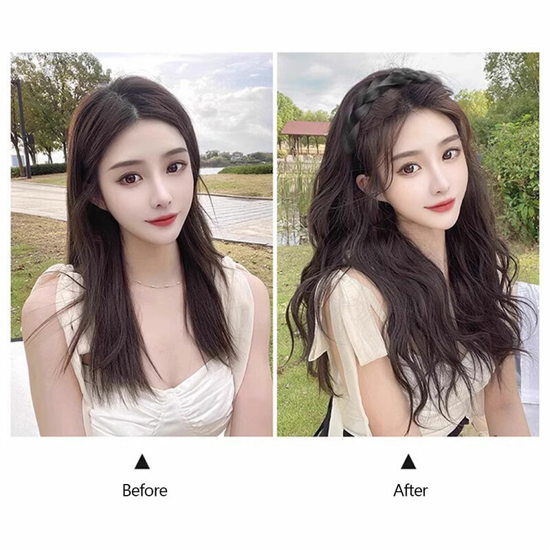 Headband Wig Fluffy Increase Hair Volume Long Curly Hair Synthetic Wig Natural Simulation Wig Pieces Hair Extensions for Women