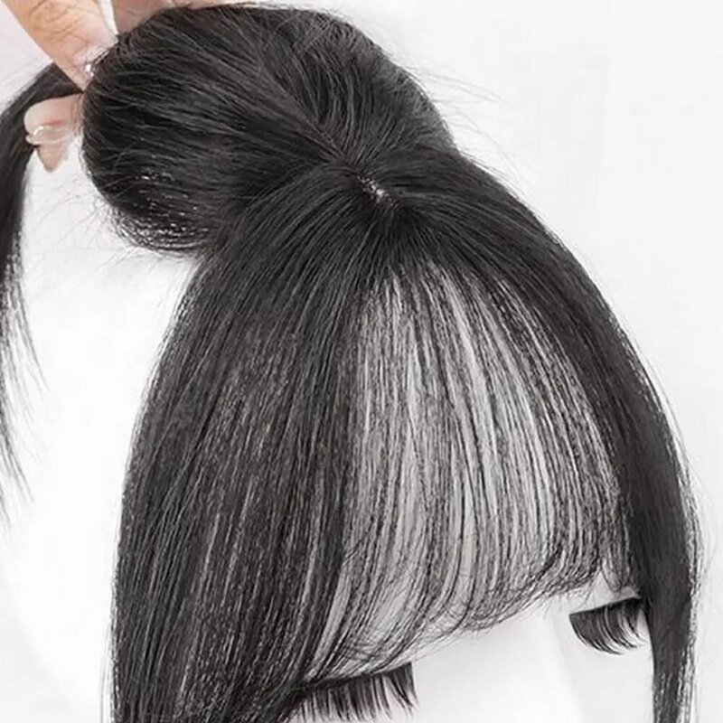 Women Clip-in Bangs Wispy French Bangs High Temperature Fiber Forehead Hair Extensions Curved Air Bangs Fringe Wig Hairpieces