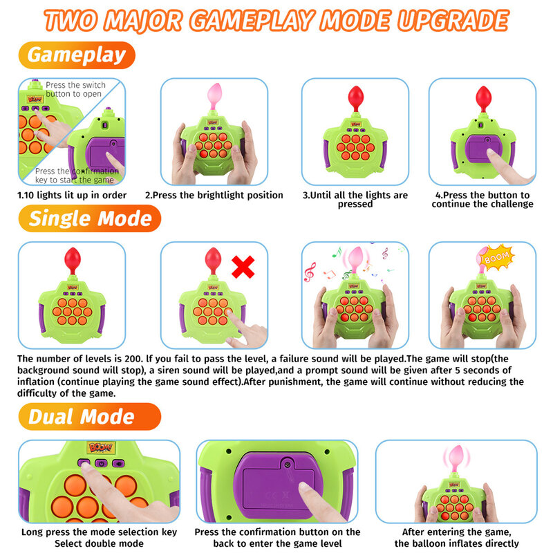 Quick Push Bubbles Game Machine novità Anti-ansia Push Bubble Pump Balloon giocattoli sensoriali per bambini adulti ansia antistress