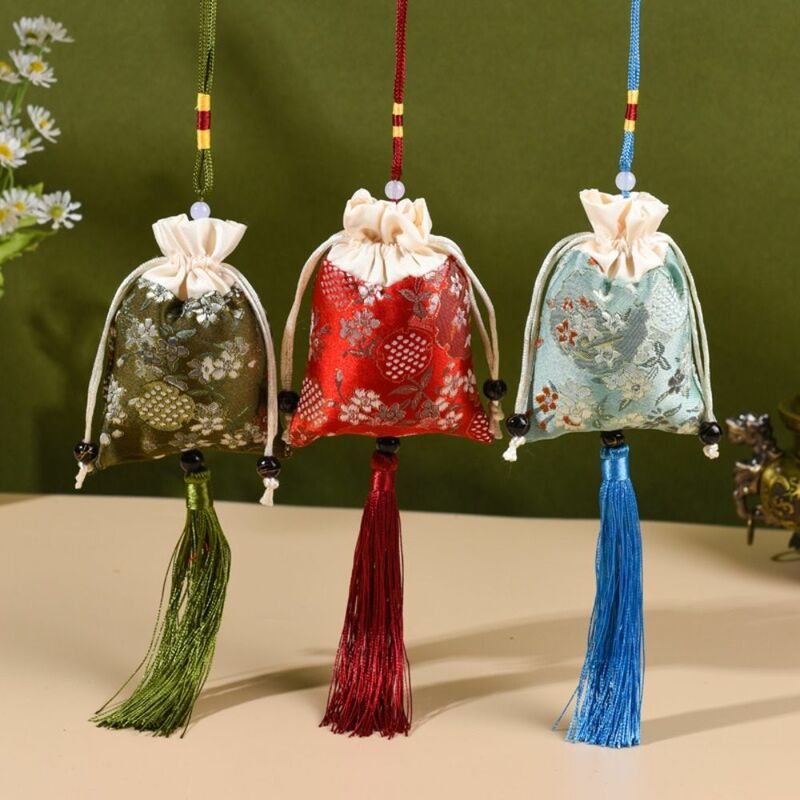 Bolsa de almacenamiento de joyería de estilo chino para mujer, bolsita colgante de coche de brocado, embalaje de joyería de decoración, bolso de Festival de barco de dragón