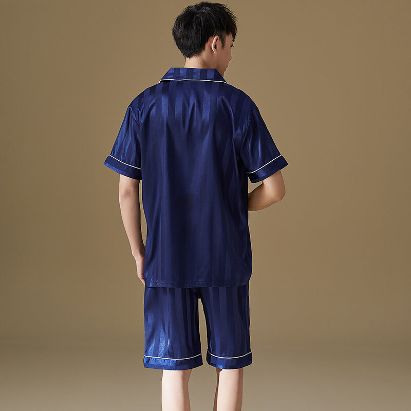 Conjunto pijama de seda cetim masculino, pijama masculino de manga curta, pijama masculino, plus size, M a 4XL, alta qualidade, verão