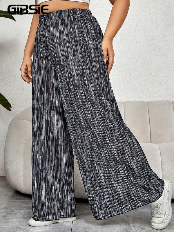 Pantalones de pierna ancha con estampado Tie Dye para mujer, pantalón largo informal holgado de talla grande, cintura alta elástica, verano y otoño