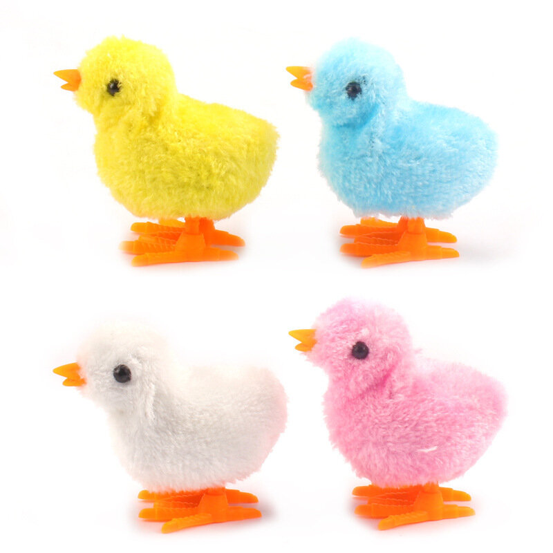 Hot selling Plush chicks wingless jumping winding toy chickens Colorful clockwork puzzle hands-on ability education toys for kid