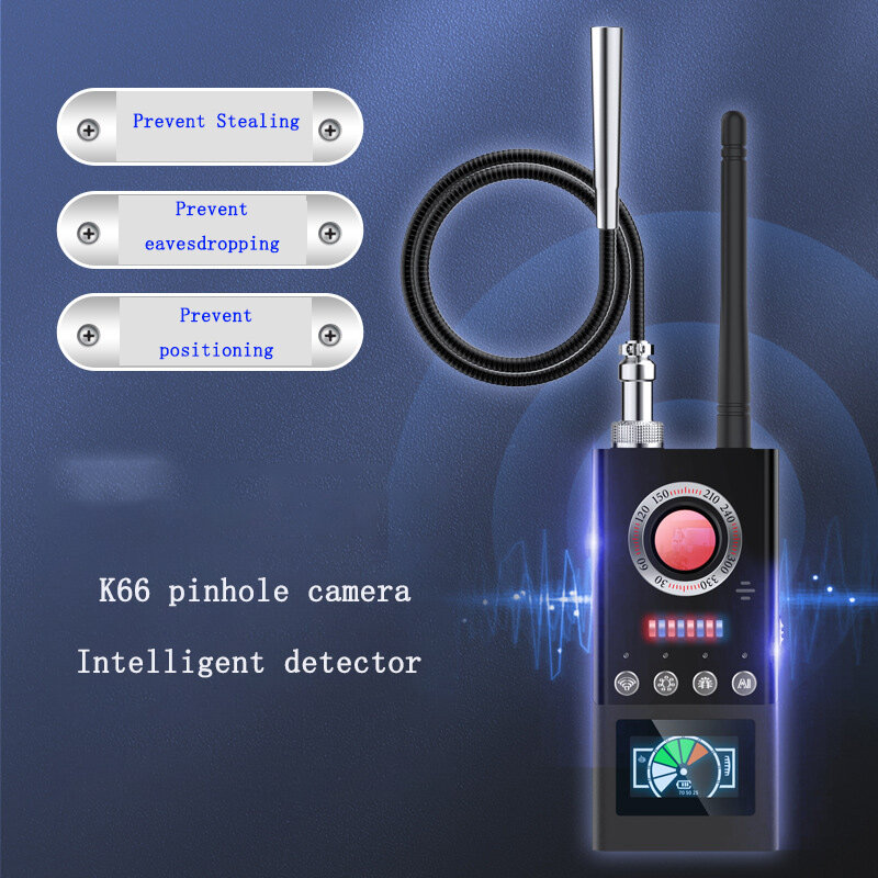 K66 pendeteksi kamera tanpa kabel, pendeteksi sinyal Hotel Anti kamera pemosisian GPS, deteksi pemantauan inframerah kuat