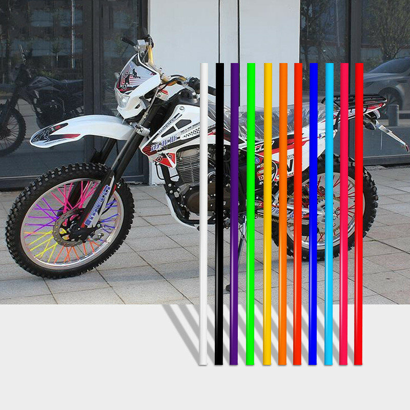 Kit de protection de jante de roue de vélo de moto, couvercles de peaux de rayon, tubes ronds, décor universel, KTM, Yamaha, Honda, Pit Bike, D343