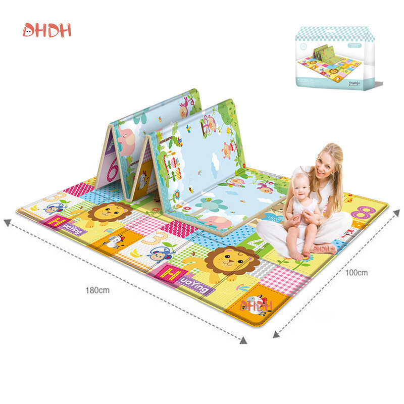 Dwustronna składana dywan dla dzieci Cartoon Baby mata do zabawy edukacyjna aktywność dziecka dywan wodoodporny i łatwy do przechowywania