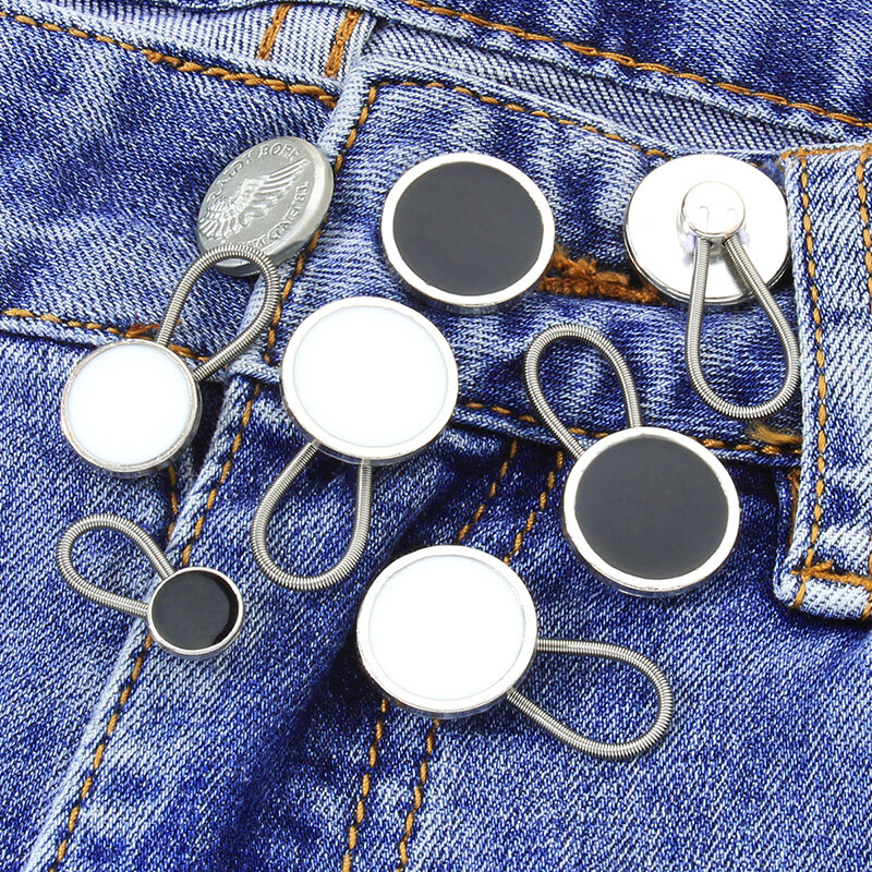 20 pçs retrátil fivelas botões de metal colarinho jeans extensor da cintura ajustável desmontagem botões de costura livres para calças de vestuário
