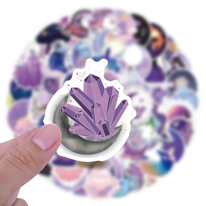 10/30/50/100PCS INS Cartoon Purple Magic Moon Crystal Stickers Aesthetic Graffiti Decal Suitcase Luggage Guitar Cute Sticker Toy