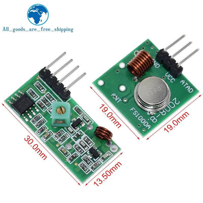TZT Smart Electronics-módulo transmisor y receptor de RF, kit de enlace para arduino/ARM/MCU WL diy, 433Mhz/315MHZ, inalámbrico, 433MHZ