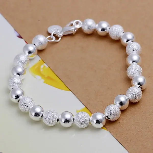 Versilbert 925 exquisite Sand perlen Armband Mode Charme Hochzeit einfache Modelle süße Frauen Dame Geburtstags geschenk