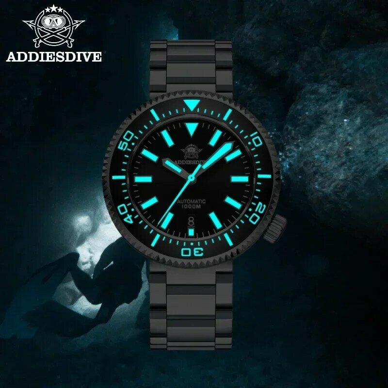 ADDIESDIVE-Classic Sapphire relógio automático masculino, relógio mecânico, relógios calendário super luminosos, relógio de mergulho de luxo, 1000m, MY-H6