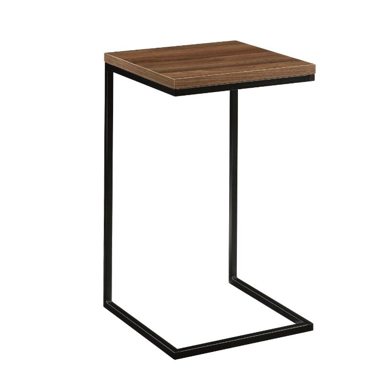C-Shape Metal End Table, Side Table for Sofa, Couch Table with Metal Frame, Small TV Tray Table for Living Room