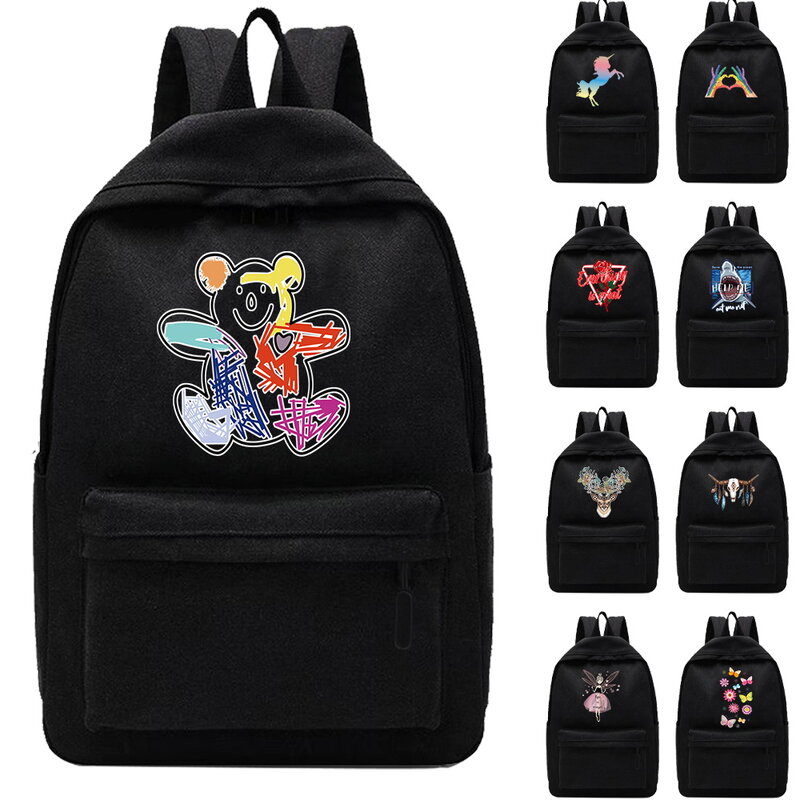 New Women's Backpack Multifunction Double Zipper Teenager Laptop Backpack Student Shoulder Bag Color Bear Korean Style Schoolbag