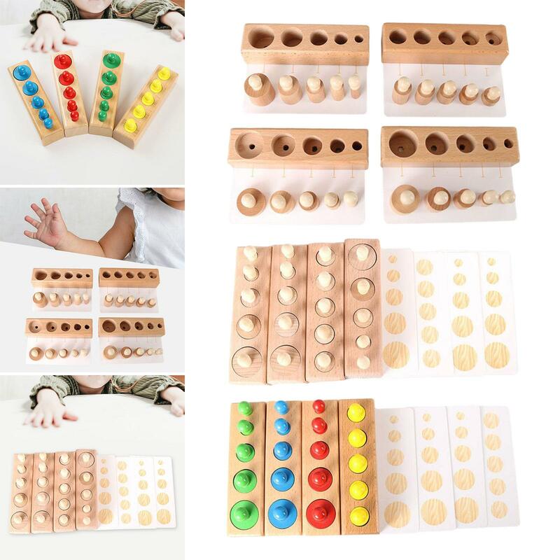 Montessori Wooden Cylinders Toys Teaching Prop Hand Eye Coordination Activity for Party Toy Kindergarten Kids Children