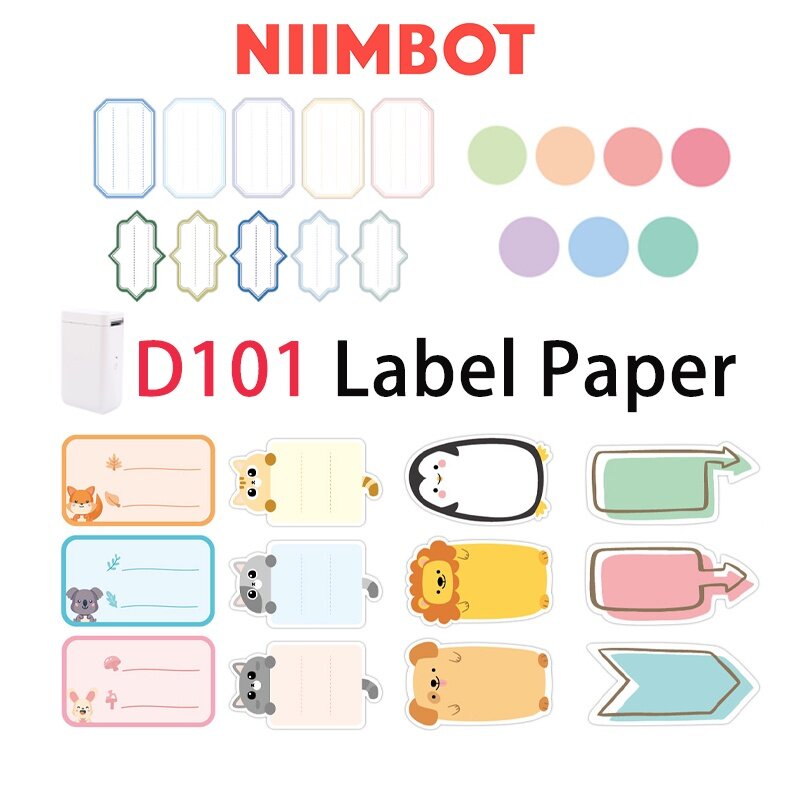NiiMBOT-pegatina de papel impermeable para niño, calcomanía transparente con dibujos animados, ideal para estudiantes de escuela, D101