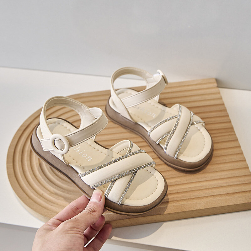 Sandales ouvertes à l'offre elles souples pour enfants, chaussures pour filles, grandes sandales pour enfants, filles, bébé, princesse, assorties, nouveau, été, 2024