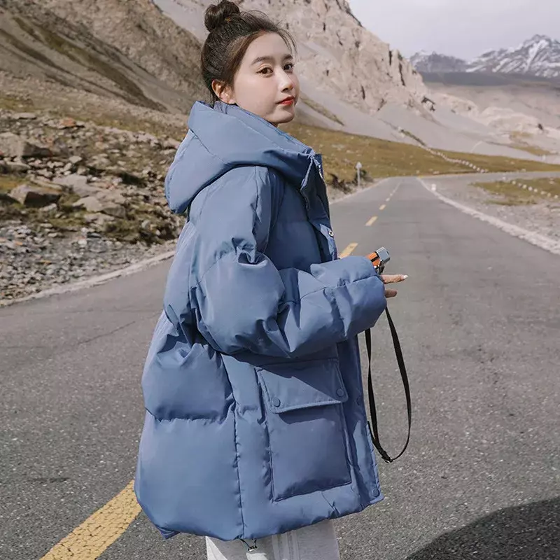 새로운 화이트 덕 푸퍼 후드 자켓 코트 여성용, 따뜻한, 블루 블랙, 겨울, 2023