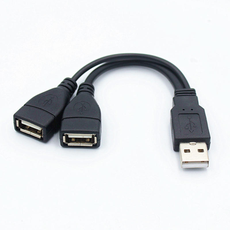 1 수 플러그-2 암 소켓 USB 2.0 연장선 데이터 케이블 전원 어댑터 변환기 분배기 USB 2.0 케이블 15/30cm