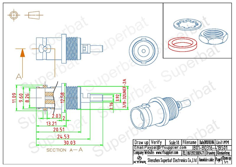 Superbat 10 Buah BNC Crimp Female Front Mount Sekat O-ring Konektor Koaksial RF untuk Kabel LMR100,RG174,RG316