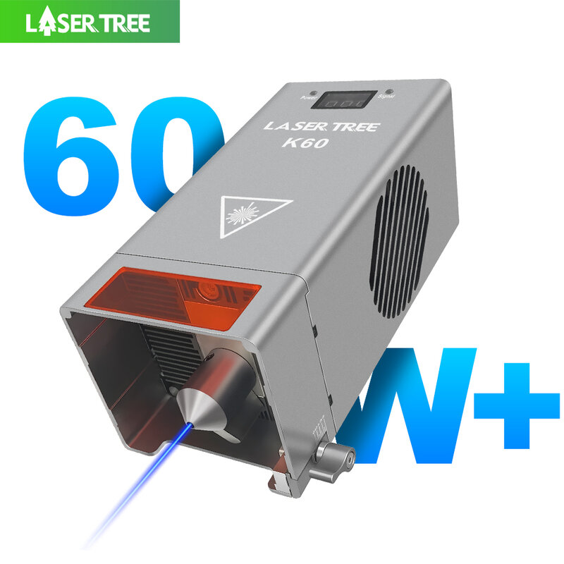 K60เลเซอร์ต้นไม้60W นำแสงเลเซอร์โมดูลแสงสีฟ้า TTL 450nm สำหรับแกะสลัก CNC ตัดไม้หน้ากาก DIY