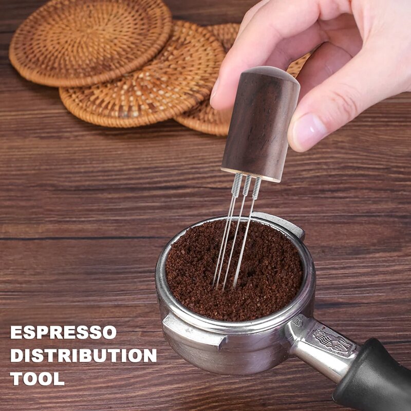 Agitatore per caffè Espresso manipolatori a mano distributore di aghi per mescolare il caffè con spazzola per la pulizia
