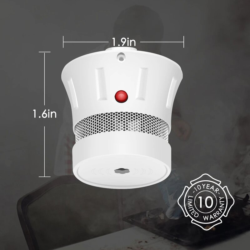CPVAN Independent Smoke Detector with 10 year battery life, mini smoke alarm, home safety protection ,fire alarm