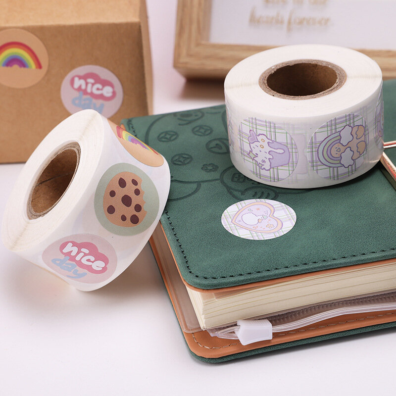 500Pcs Cute Cartoon Round Children's Labels Sticker Children's Gifts DIY Toys Games Decorative Seal Stickers Stationery