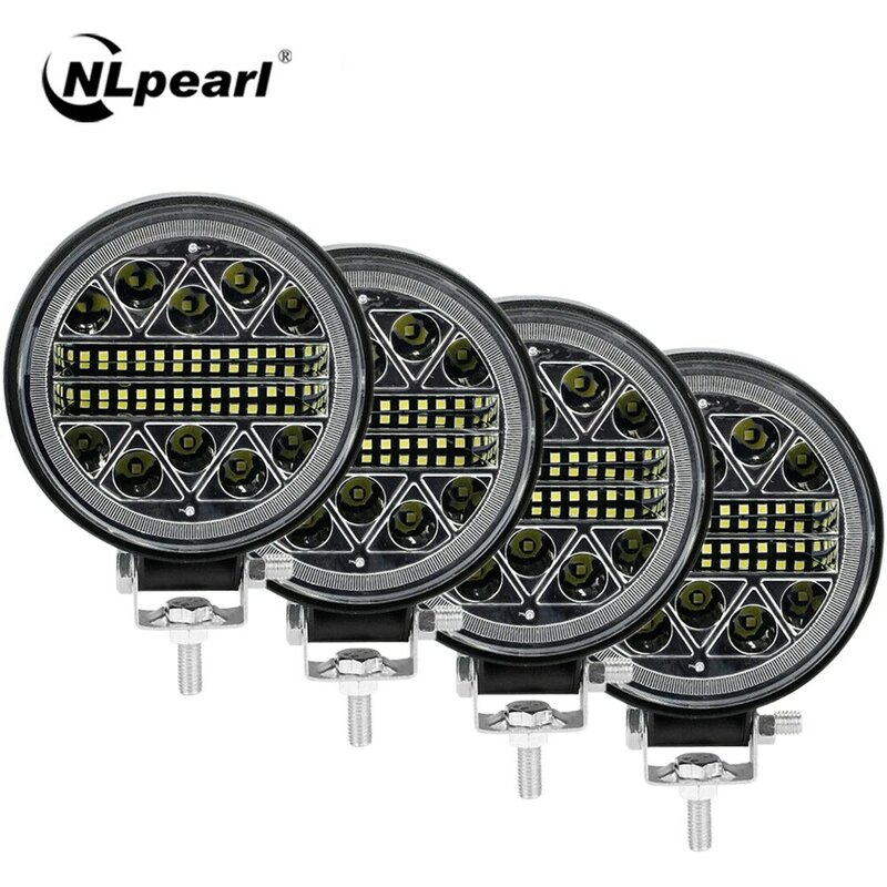 NLpearl-Barra de luz LED para trabajo, foco reflector de 4 pulgadas, 102W, 12V, 24V, para camión, barco, ATV, Jeep, Tractor, todoterreno, 4x4
