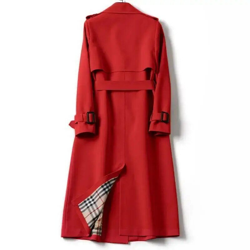 Cappotto lungo a vento per donna top colore rosso Y2k piumini lunghi giacche abbigliamento stile coreano Trench capispalla donna soprabito
