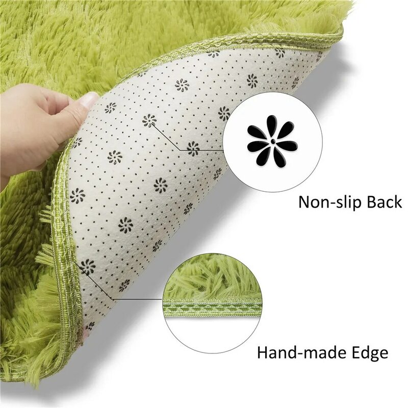 Tappeto rotondo in peluche per soggiorno tappeto Shaggy verde per divano sedia tappetino per capelli lunghi decorazione del bagno tappeto per bambini soffice