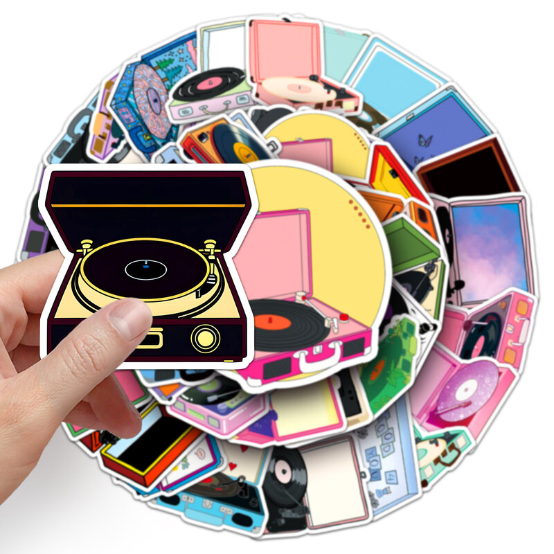 50Pcs Cartoon Record Player Series Graffiti Stickers Suitable for Laptop Helmets Desktop Decoration DIY Stickers Toys Wholesale