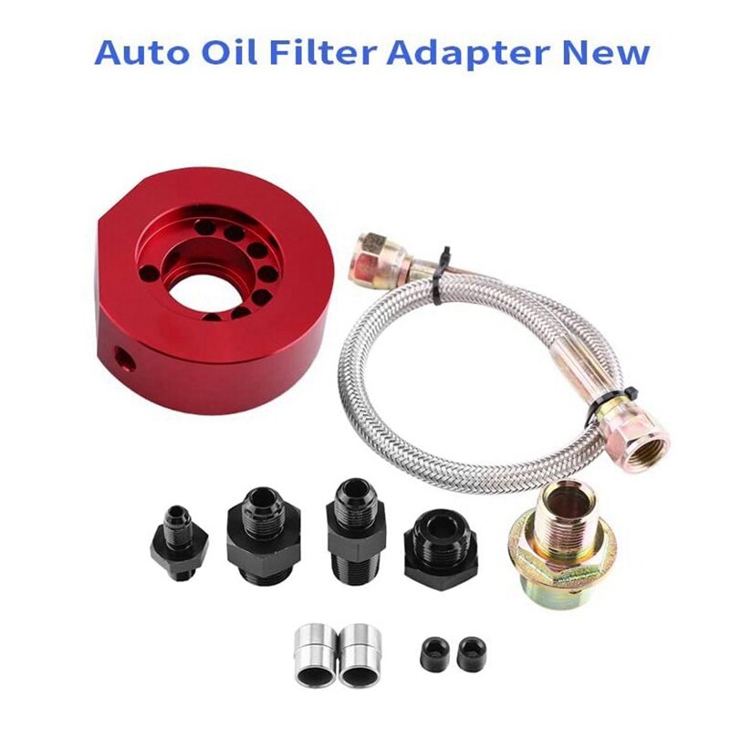 Adaptateur de filtre à huile d'alimentation de moteur de voiture, kit d'adaptateur de refroidisseur de plaque sandwich, adapté pour Honda Acura LS B20, rouge
