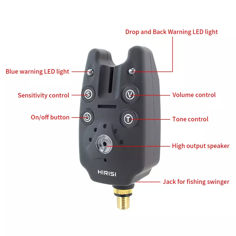 Alarma de mordida de pesca de carpa con Control de sensibilidad de tono de volumen, indicador LED B1101