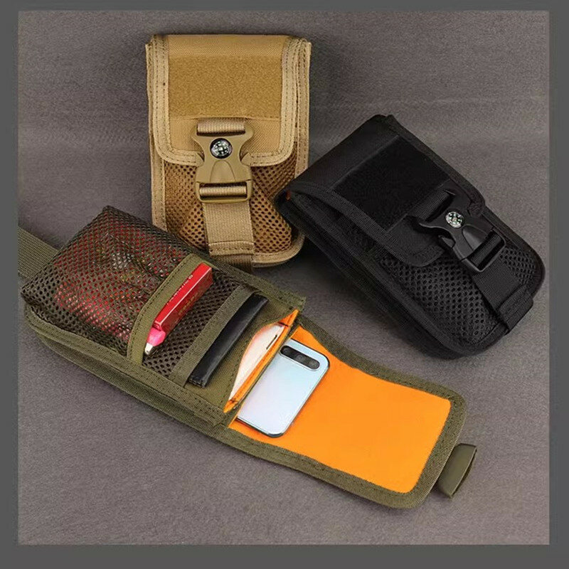 Men's Tactical Molle bag with compass Military waist bag Running bag Travel Camping bag Soft back bag