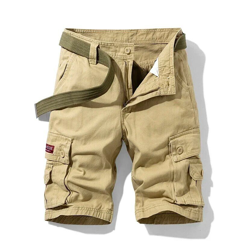 Summer Tactical Cargo Shorts Men Relaxed Fit Outdoor Fishing Shorts Multi Pockets Military Solid Black Shorts Male